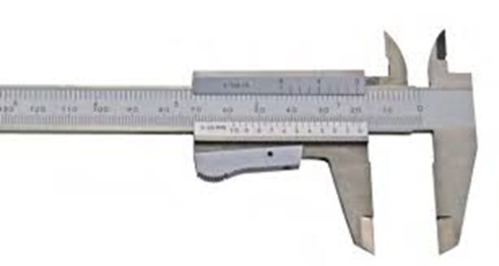 Schuifmaat RVS links 150x40mm met vast- zetschroef in etui