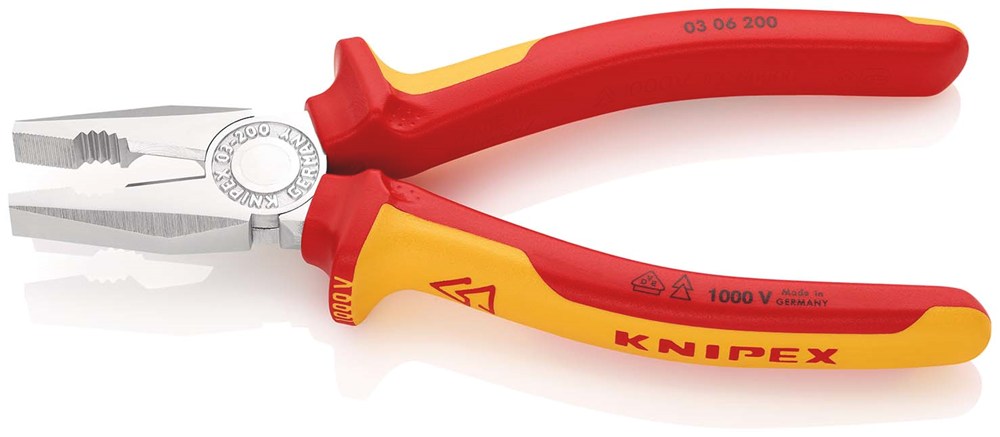 KNIPEX 03 06 200 Kombitang geïsoleerd met meer-componentengrepen, VDE-getest verchroomd 200 mm
