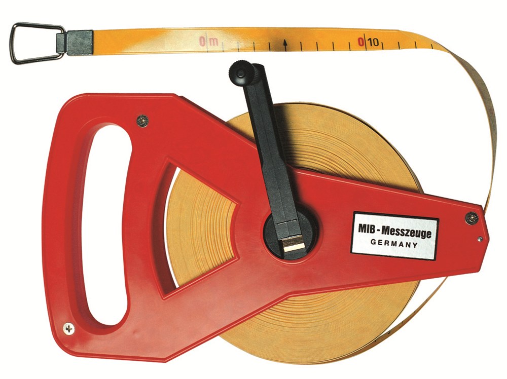 Landmeter 100mtr. bandbreedte 16mm, kunststof frame