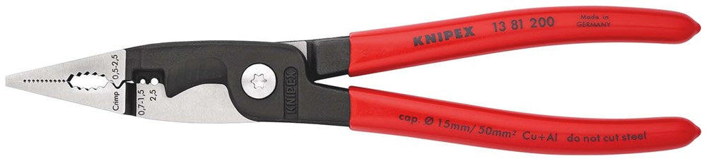 KNIPEX 13 81 200 Elektro installatietang met kunststof bekleed zwart geatramenteerd 200 mm