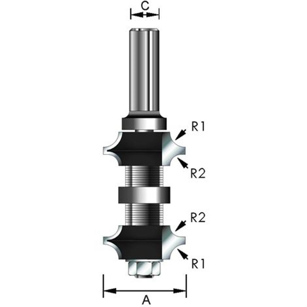 Afrondfrees dubbelzijdig HM R4.75/R6.35 Kolf 12mm