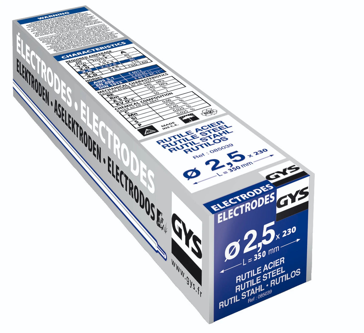 GYS Elektrodes staal Ø2,5 x 350mm (230 stuks)