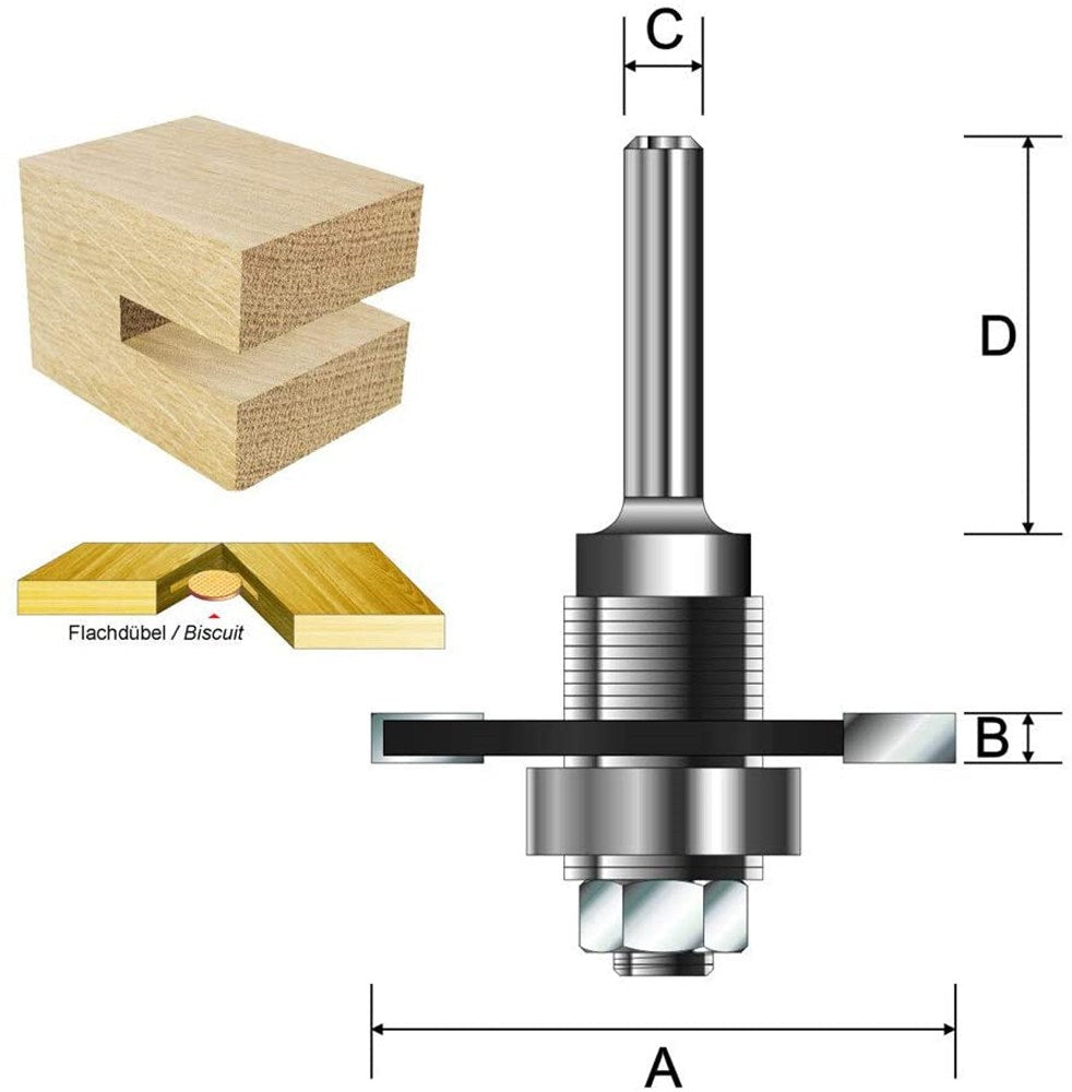 Verlijmfrees tbv. lamellenverbindingen dikte 3,97mm, diepte 8,5/10,5/12,5mm
