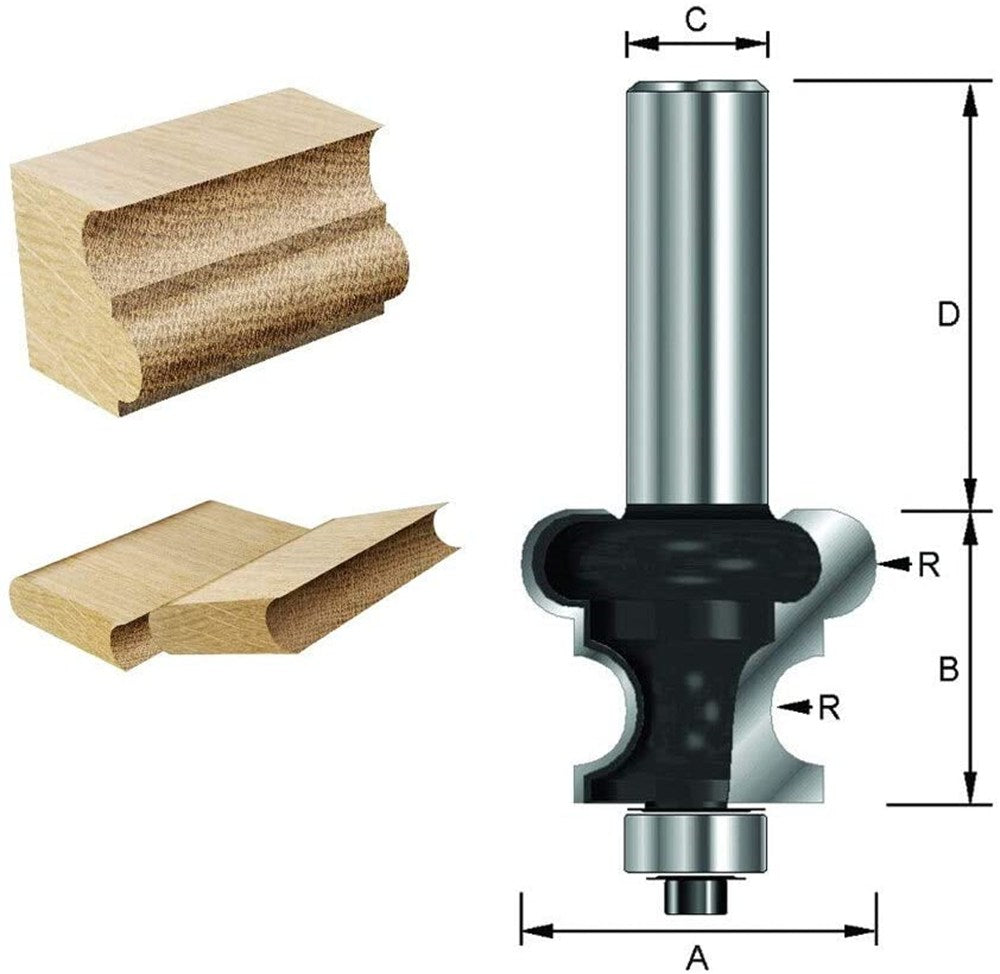 Jalouziefrees conkav/convex HM Met lager R3.18 kolf 8mm