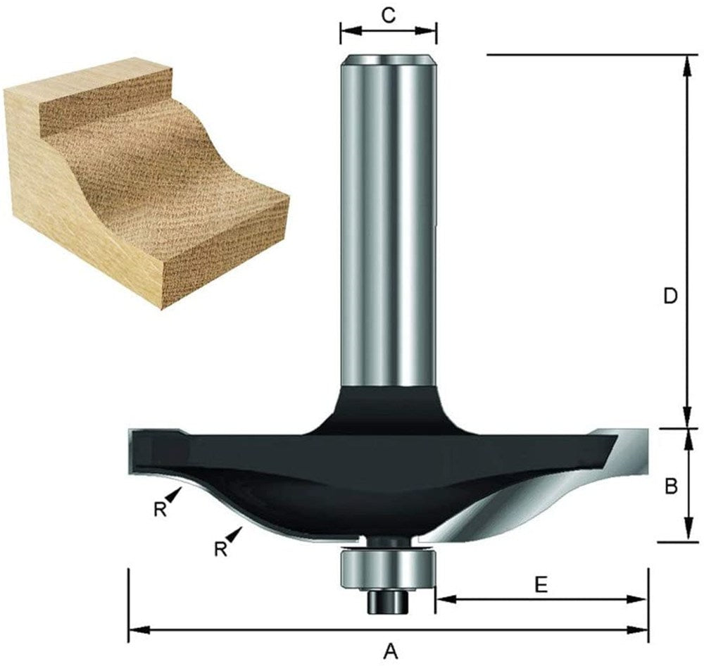 platbandfrees HM met lager R9.52 kolf 8mm