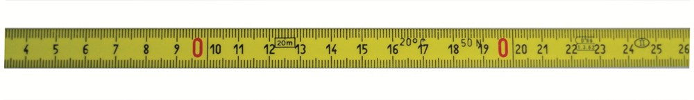 Rolbandmaat, 30m, 13mm breed mm verdeling, stalen band, Klasse II