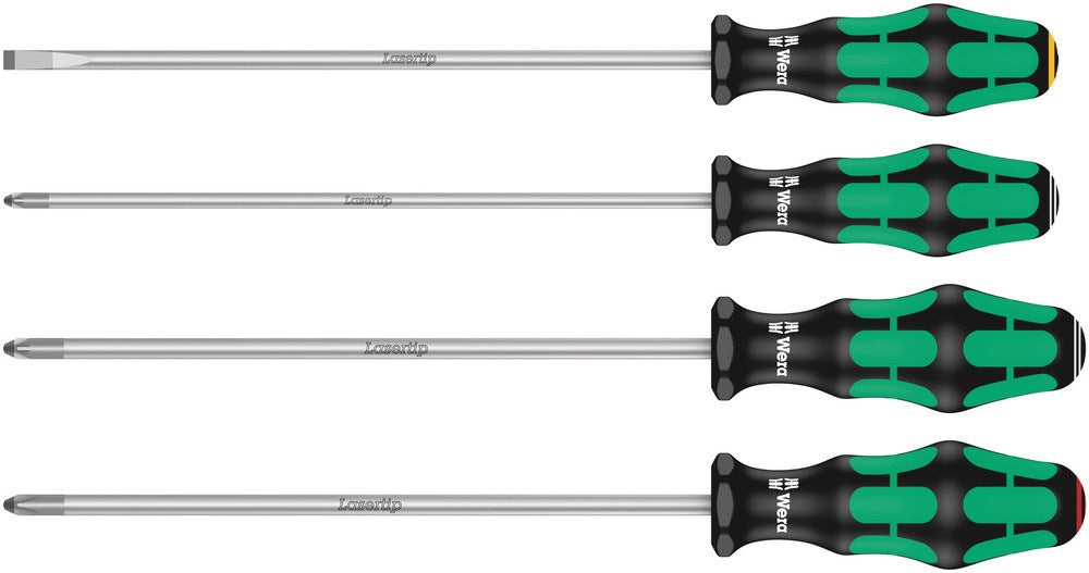 335/350/355/4 SCHROEVENDRAAIERSET KRAFTFORM PLUS LASERTIP MET 200 MM LANGE KLINGEN, 4-DELIG