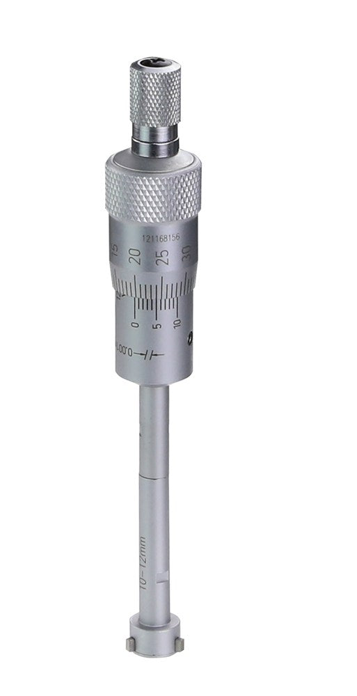 Driepunt binnen micrometer 10-12mm met ring, voor blinde gaten