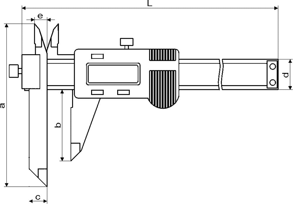 Digitale schuifmaat 120x40mm meetbereik 0-200mm, vaste snavel