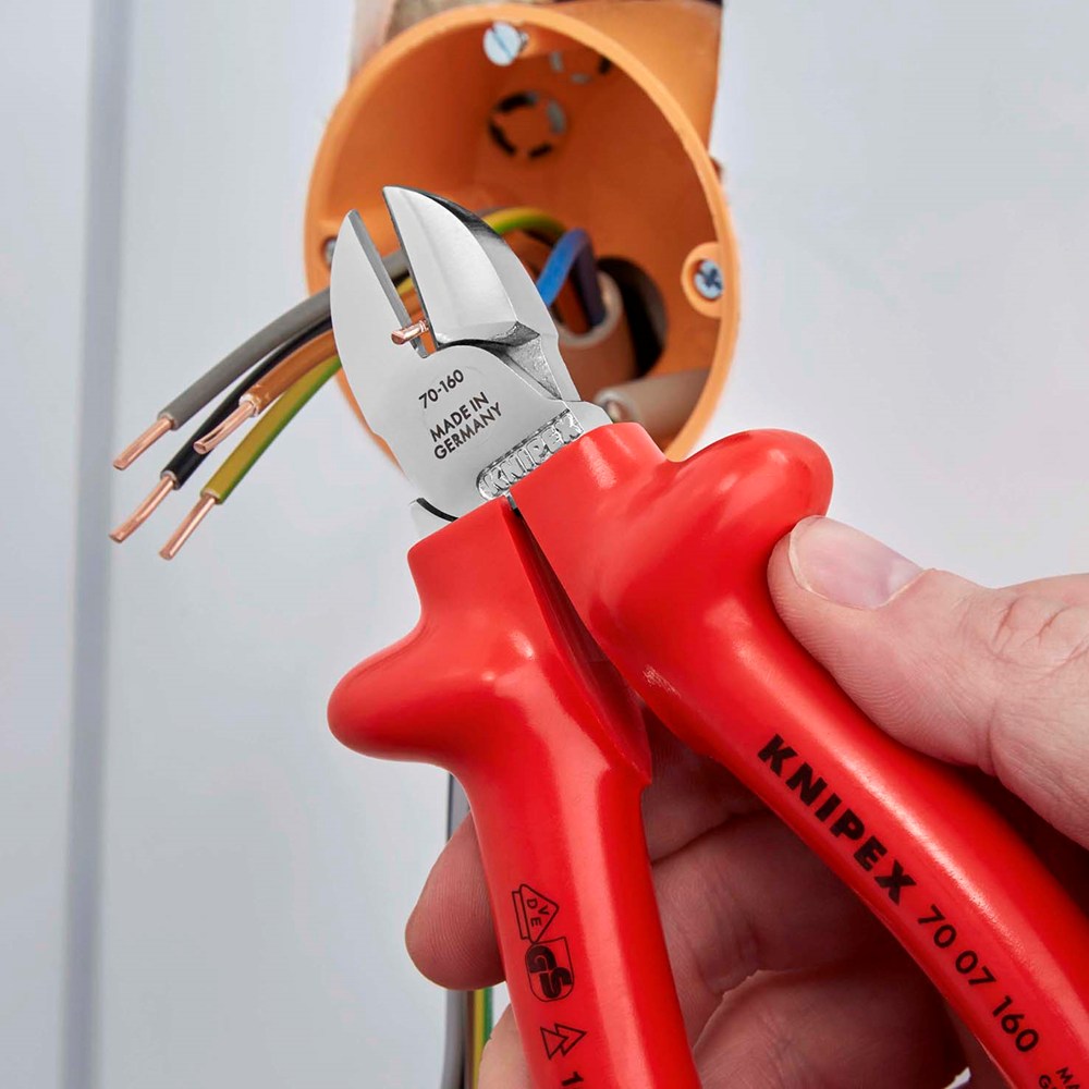 KNIPEX 70 07 160 Zijsnijtang dompelisolatie, VDE-getest verchroomd 160 mm