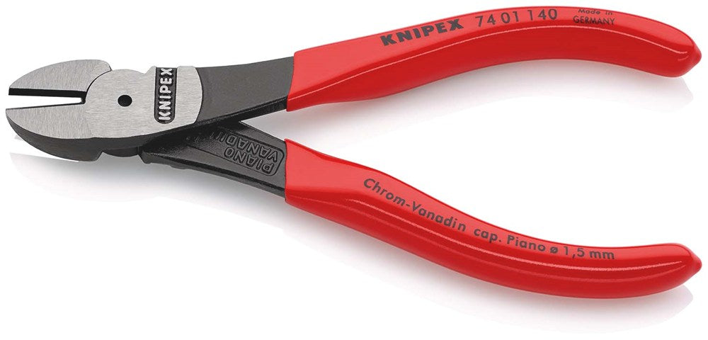 KNIPEX 74 01 140 Kracht-zijsnijtang met kunststof bekleed zwart geatramenteerd 140 mm