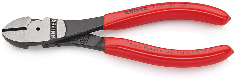 KNIPEX 74 01 160 Kracht-zijsnijtang met kunststof bekleed zwart geatramenteerd 160 mm