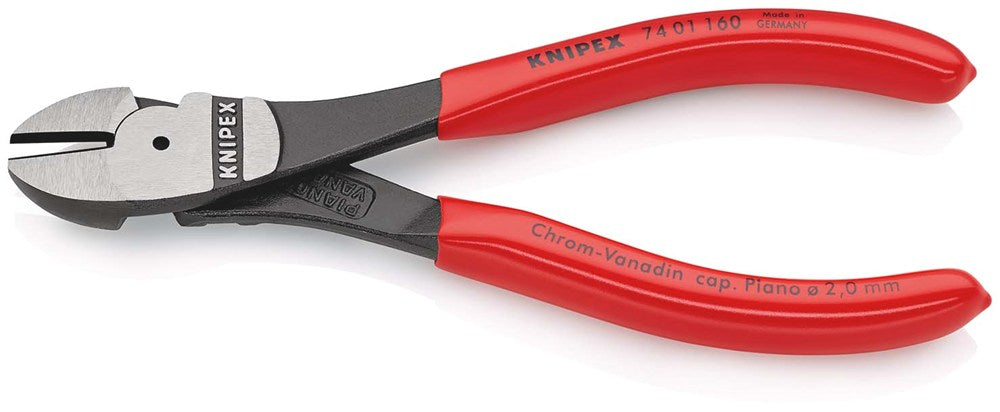 KNIPEX 74 01 160 Kracht-zijsnijtang met kunststof bekleed zwart geatramenteerd 160 mm