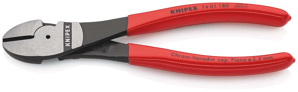 KNIPEX 74 01 180 Kracht-zijsnijtang met kunststof bekleed zwart geatramenteerd 180 mm