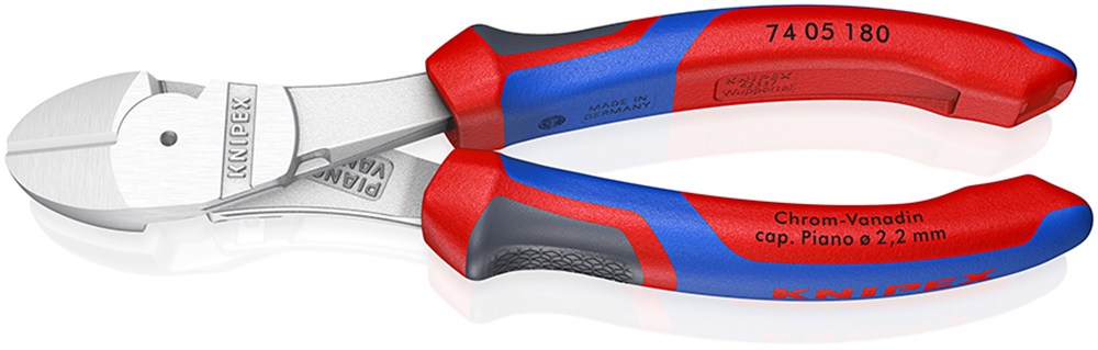 KNIPEX 74 05 180 Kracht-zijsnijtang met comfortgrepen verchroomd 180 mm