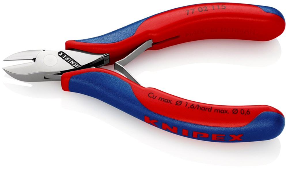 KNIPEX 77 02 115 Elektronica-zijsnijtang met doorgestoken scharnier met meer-componenten greep 115 m