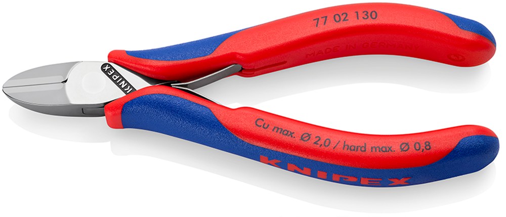 KNIPEX 77 02 130 Elektronica-zijsnijtang met doorgestoken scharnier met meer-componenten greep 130 m