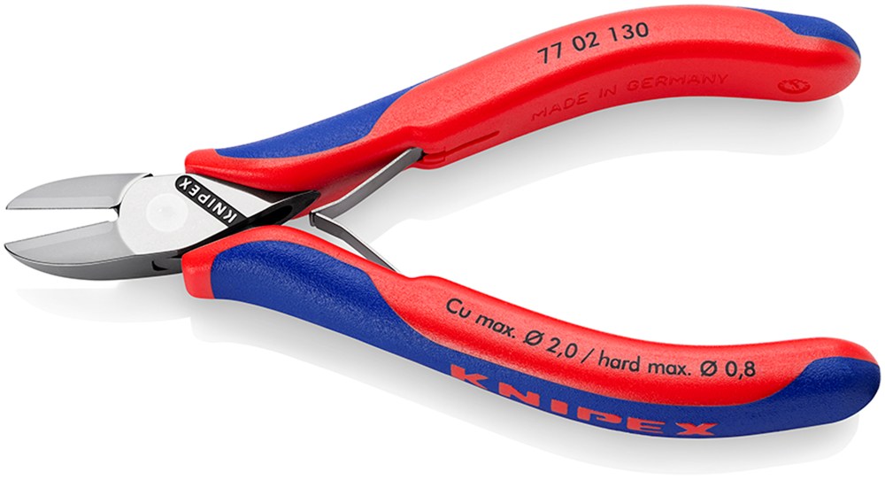 KNIPEX 77 02 130 Elektronica-zijsnijtang met doorgestoken scharnier met meer-componenten greep 130 m