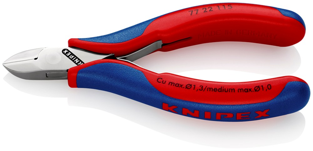 KNIPEX 77 22 115 Elektronica-zijsnijtang met doorgestoken scharnier met meer-componenten greep 115 m