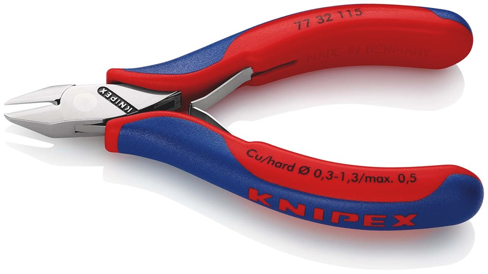 KNIPEX 77 32 115 Elektronica-zijsnijtang met doorgestoken scharnier met meer-componenten greep 115 m