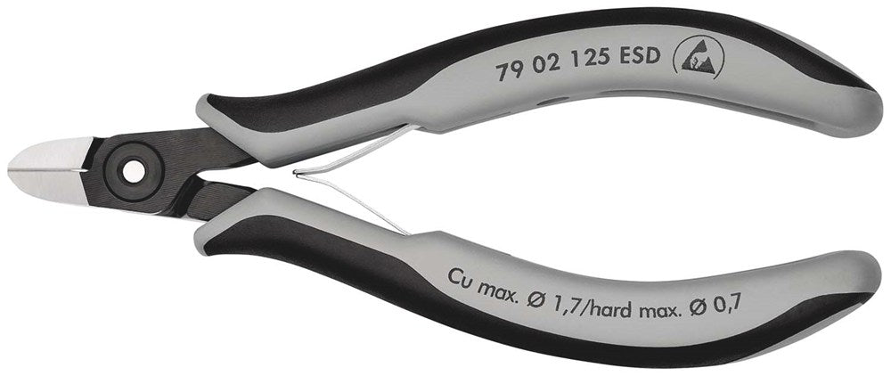 KNIPEX 79 02 125 ESD Precisie elektronica-zijsnijtang ESD met meer-componenten greep gebruineerd 125