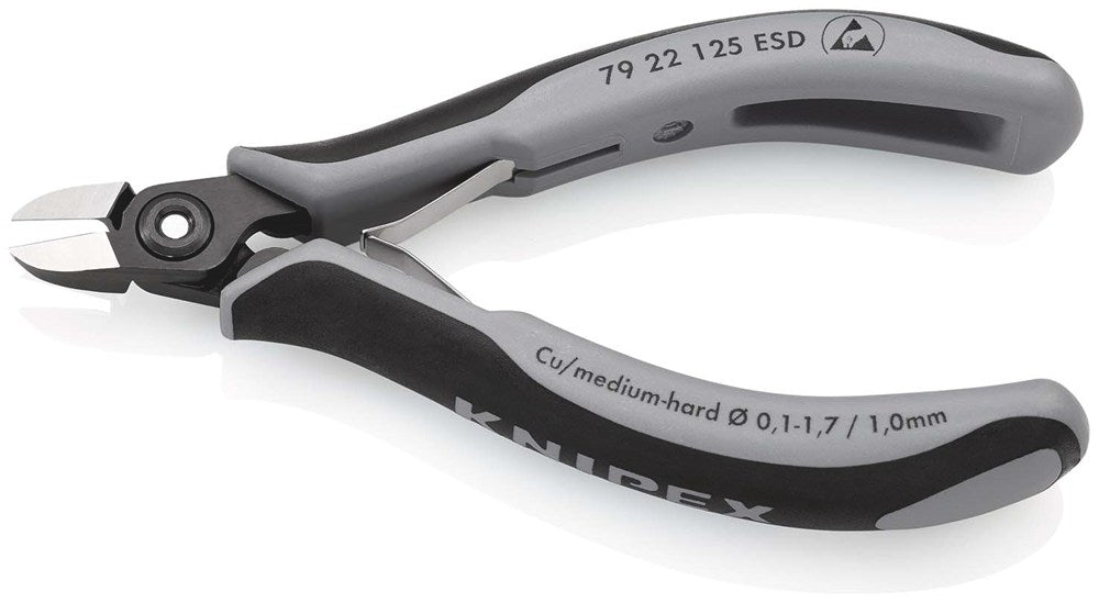 KNIPEX 79 22 125 ESD Precisie elektronica-zijsnijtang ESD met meer-componenten greep gebruineerd 125