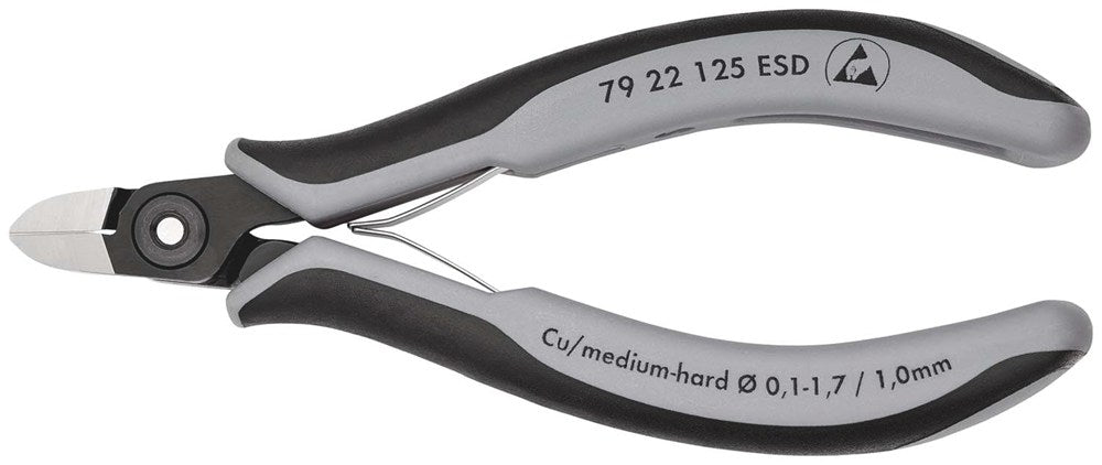 KNIPEX 79 22 125 ESD Precisie elektronica-zijsnijtang ESD met meer-componenten greep gebruineerd 125