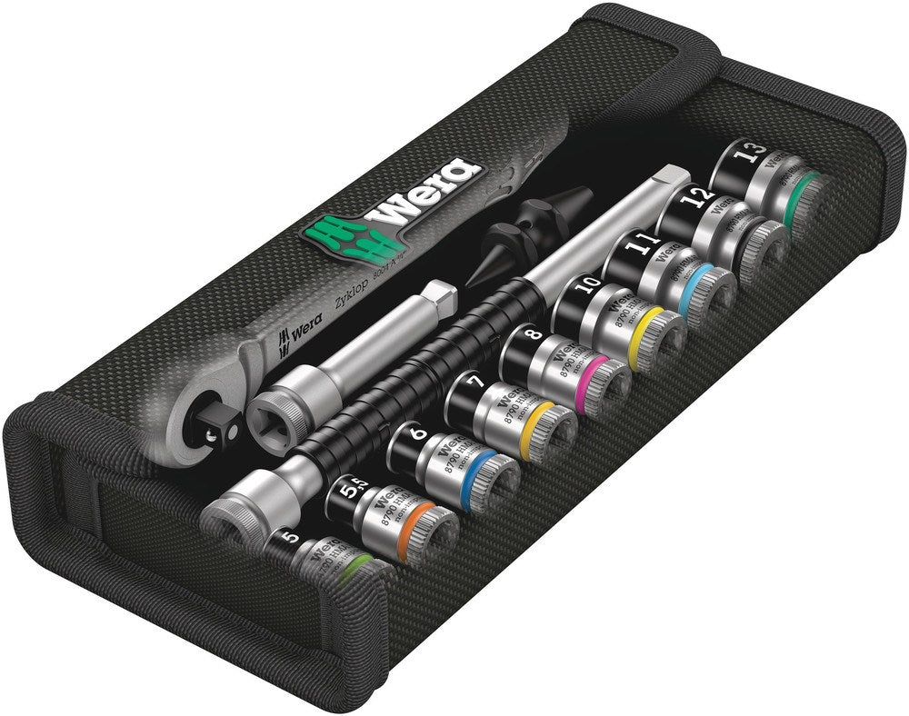 8100 SA 12 HF ZYKLOP METAL-RATELSET, OMSCHAKELPAL, 1/4"-AANDRIJVING, METRISCH, 13-DELIG