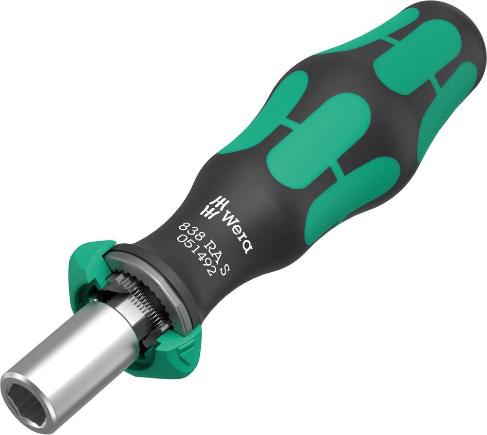 838 RA S bithandhouder met ratelfunctie, 1/4"