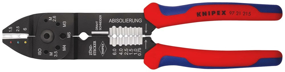 KNIPEX 97 21 215 Krimptang met meer-componenten greep zwart gelakt 230 mm