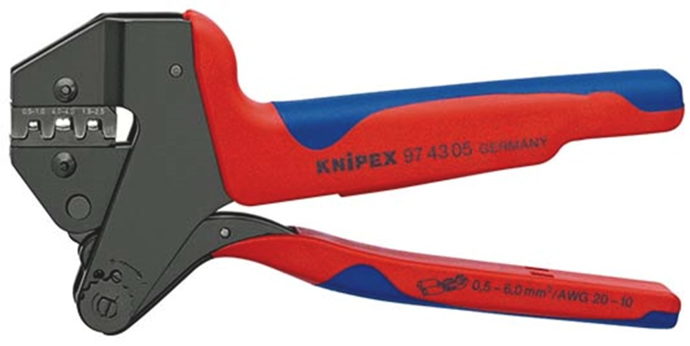 KNIPEX 97 43 05 Krimp-systeemtang voor verwisselbare krimpprofielen met meer-componenten greep gebru