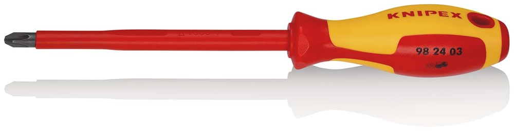 KNIPEX 98 24 03 Schroevendraaier voor kruiskopschroeven Phillips® geïsoleerde meercomponenten-greep,