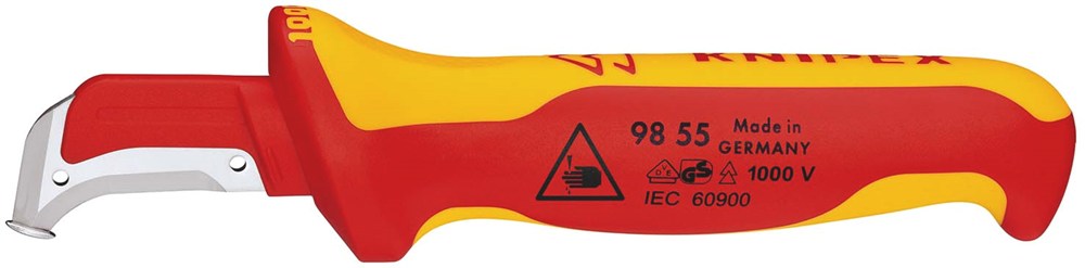 KNIPEX 98 55 Kabelmes met glijschoen geïsoleerd met meer-componentengrepen, VDE-getest 180 mm