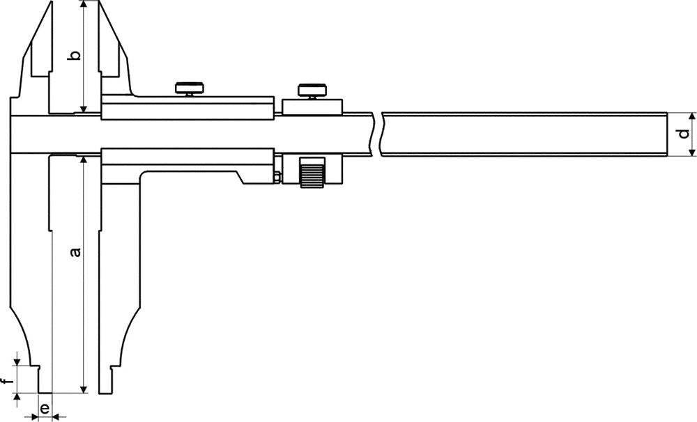 Werkplaatsschuifmaat 800x300mm fijn-inst. afl. 0,05+1/128" RVS m/punten