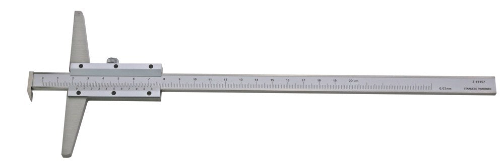 Diepte schuifmaat 300x100mm met haak aflezing 1/50=0,02mm RVS