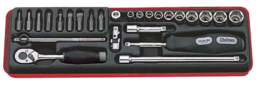 26-dlg. set 1/4"doppen en bits