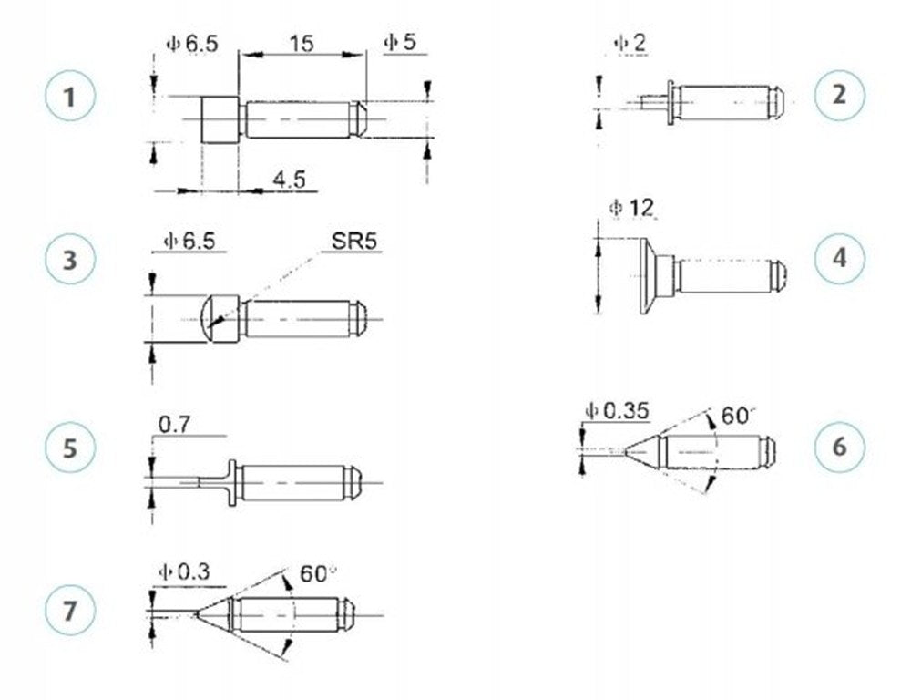 Meetspindel 8mm, 25-50mm 7 meetkoppen, verstelbaar