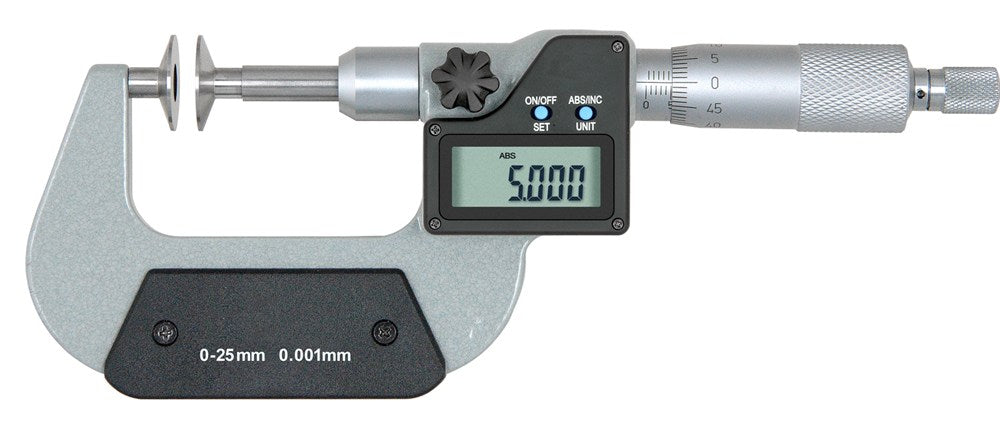 Digitale micrometer 0-25mm met 20mm meetvlakken, aflezing 0,01mm IP65