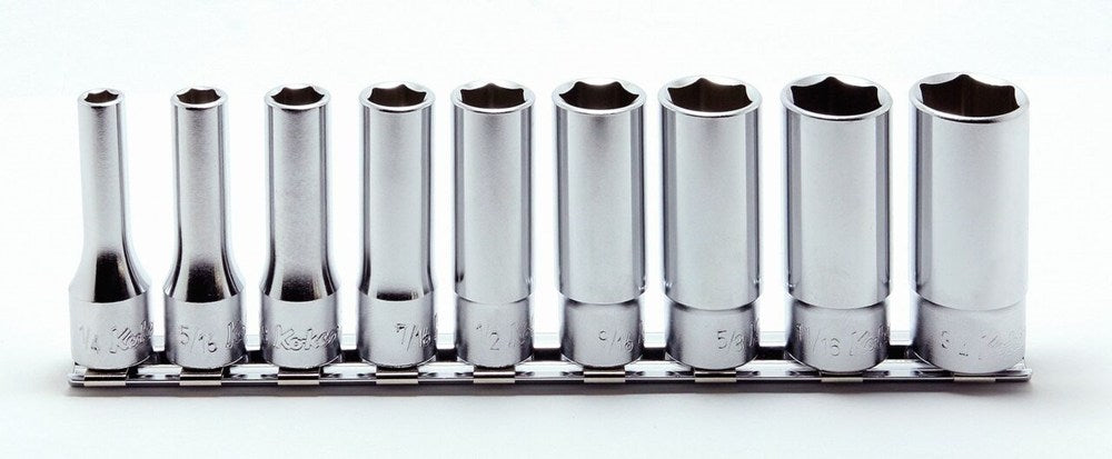 3/8" 9 dlg set doppen op rail