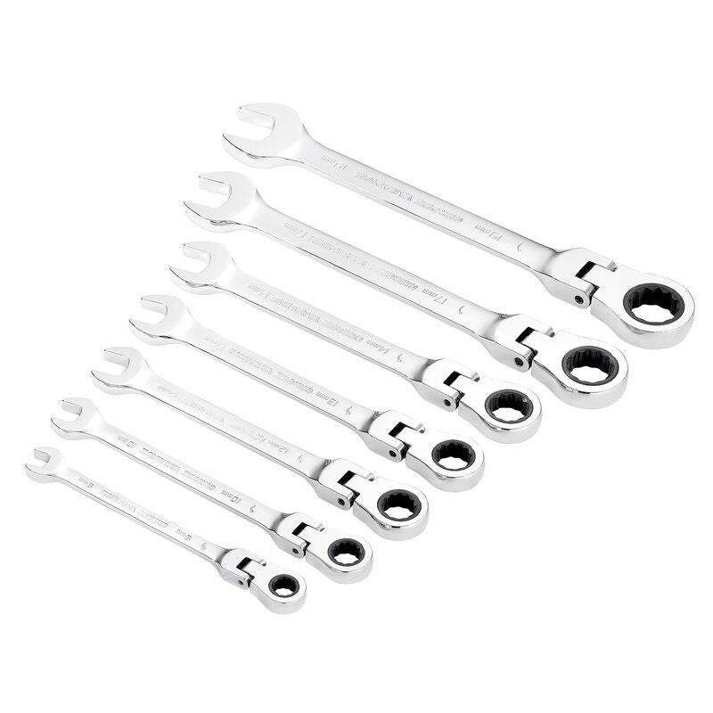 Draper HI-TORQ® metrische ratelringsteeksleutelset met kantelkop, 7-delig
