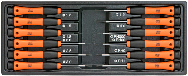 Micro schroevendraaierset, 12dlg (plat+PH), S-Module