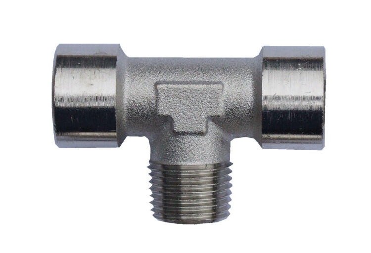 T-stuk 1/4", 1x buitendraad en 2x binnendraad