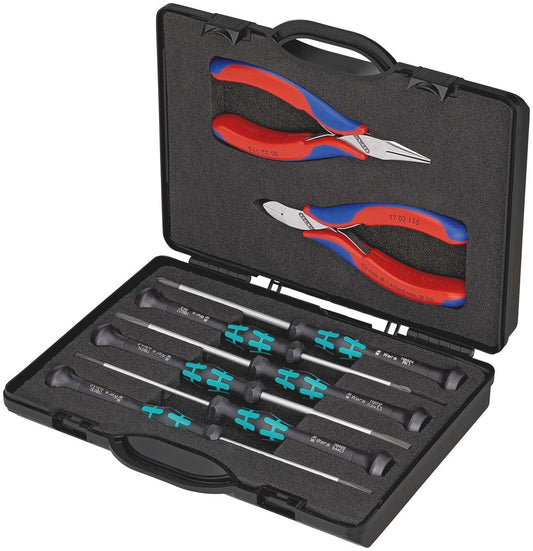 KNIPEX 00 20 18 Etui met elektronicatangen met gereedschappen voor werken aan elektronische componen