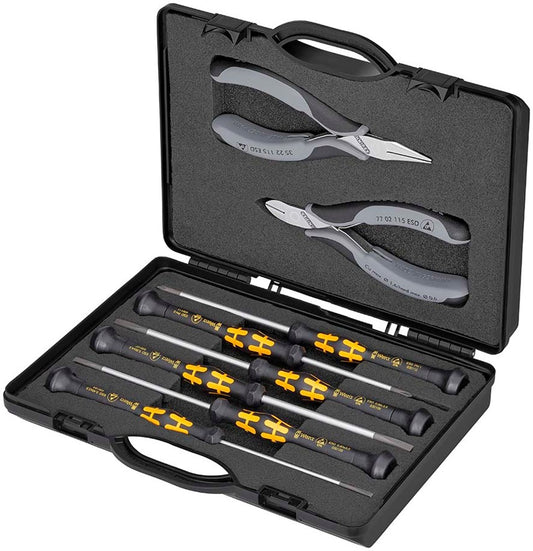 KNIPEX 00 20 18 ESD Etui met elektronicatangen met gereedschappen voor werken aan elektronische comp