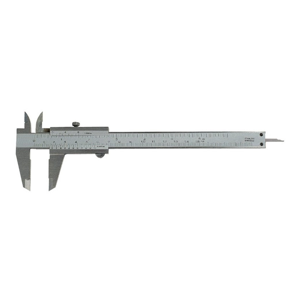 Schuifmaat RVS 150x40mm met vastzet- schroef en ronde dieptemaat in etui