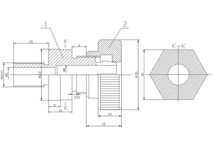 Adapter voor meetklok M10x1/M14x1,25mm