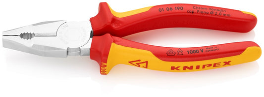 KNIPEX 01 06 190 Kombitang Chroom-Vanadium geïsoleerd met meer-componentengrepen, VDE-getest verchro