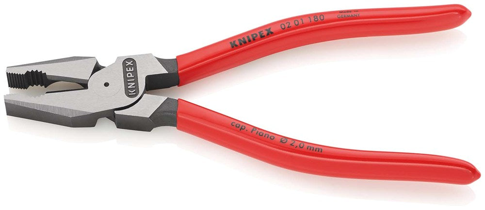 KNIPEX 02 01 180 Kracht-Kombitang met kunststof bekleed zwart geatramenteerd 180 mm
