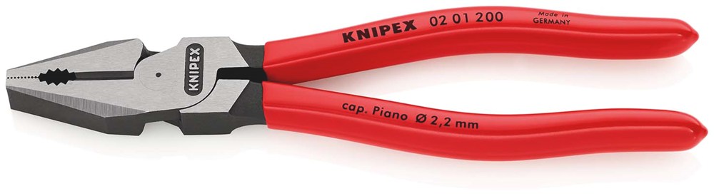 KNIPEX 02 01 200 Kracht-Kombitang met kunststof bekleed zwart geatramenteerd 200 mm