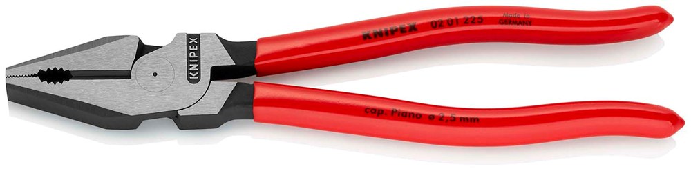 KNIPEX 02 01 225 Kracht-Kombitang met kunststof bekleed zwart geatramenteerd 225 mm
